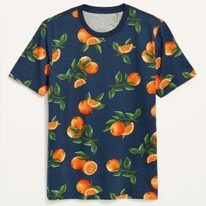 Old Navy Soft-Washed Printed Crew-Neck T-Shirt Orange You Glad Fruit Print Sz M